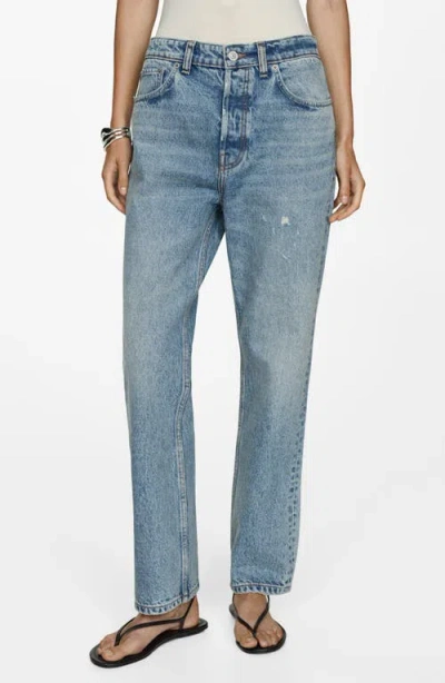 Mango Baggy Straight Leg Jeans In Blue