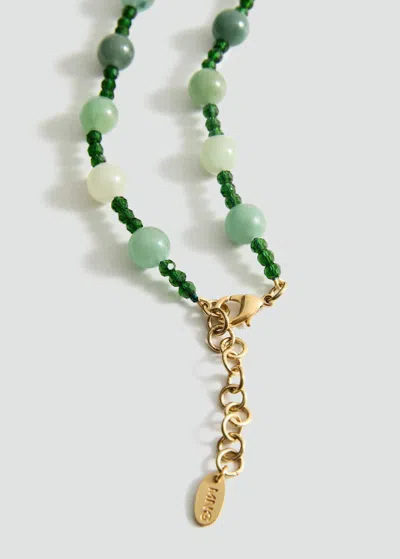 Mango Ball Necklace With Stone Flower Detail Gold