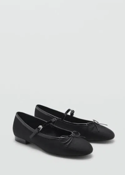 Mango Ballerinas With Strip And Bow Detail Black