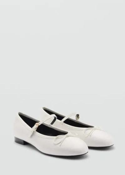 Mango Ballerinas With Strip And Bow Detail White