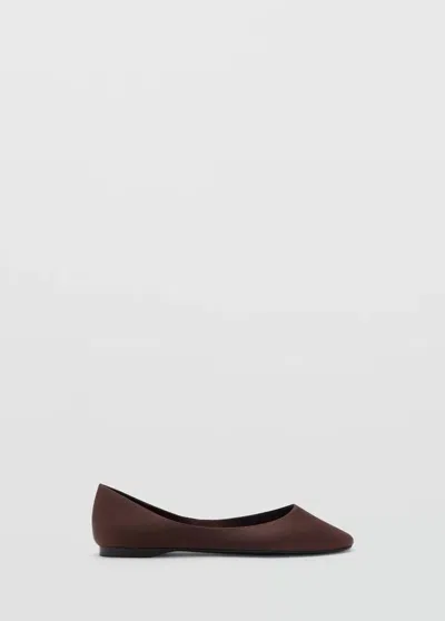 Mango Ballerine En Satin In Chocolat
