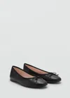 Mango Ballet Flats With Bows Black In Black