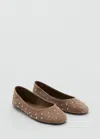 Mango Ballerines Cuir Cloutées Sable - Femme - 41 -  In Multi