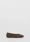Mango Ballerines Cuir Cloutées In Sable