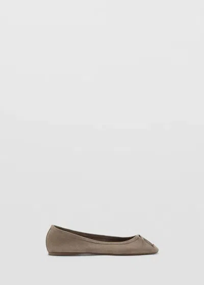 Mango Ballerines Cuir Naud In Gray