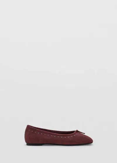 Mango Ballerines En Cuir À Clous Avec Naud In Bordeaux