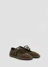 Mango Suede Ballet Flats Khaki In Brown