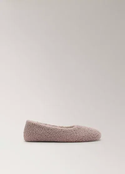 Mango Ballerines En Mouton Retourné In Rose Pâle