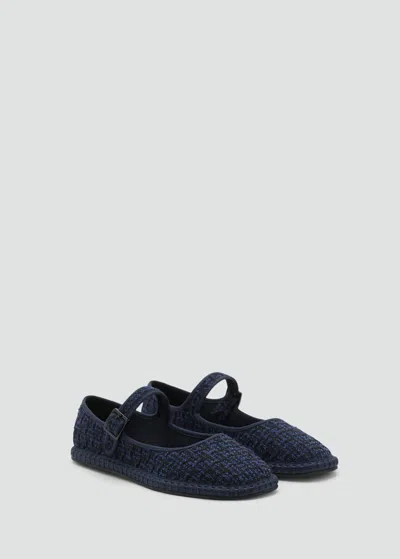 Mango Kids' Tweed Ballet Flats In Black