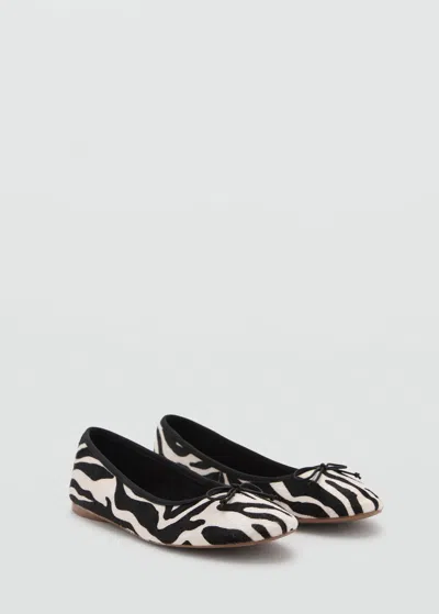 Mango Kids' Animal-print Ballet Flats In Black