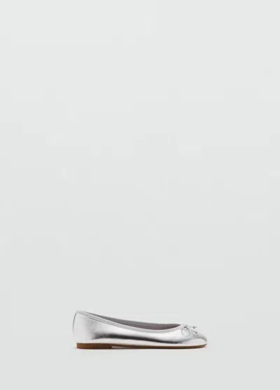 Mango Kids' Ballerines Métallisées Naud In Argent