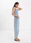 Mango Balloon Crop Jeans In Medium Blue