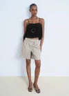 Mango Bubble Hem Crop Top In Black