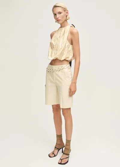 Mango Balloon Effect Blouse In Wrinkled Fabric Ecru