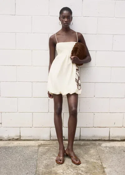 Mango Balloon-effect Embroidered Dress Off White