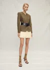 Mango Balloon Effect Ramie Skirt Ecru In Ecru