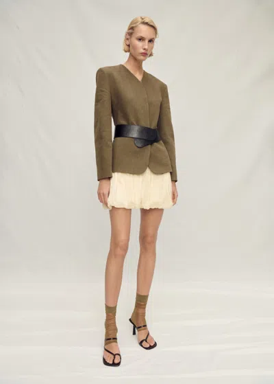 Mango Balloon Effect Ramie Skirt Ecru