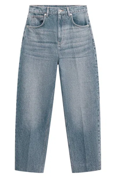 Mango Balloon High Waist Ankle Tapered Jeans In Blue
