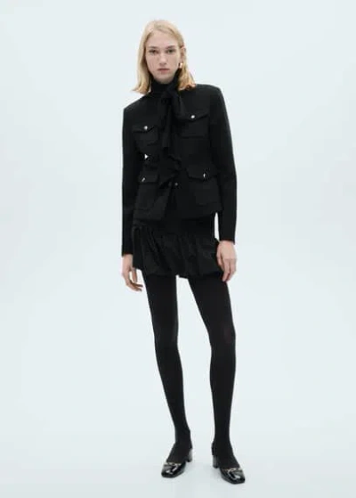 Mango Balloon Ruffled Mini-skirt Charcoal