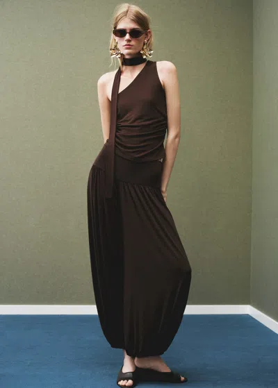 Mango Balloon-style Trousers With Elastic Waist Brown