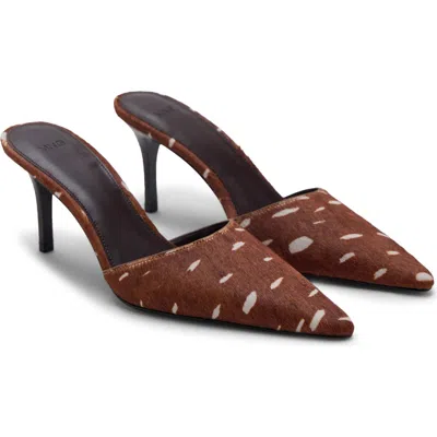Mango Bambi Calf Hair Mule In Medium Brown