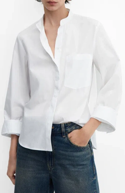 Mango Cotton Button-up Shirt In White