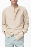 Mango Men's Mao Collar Linen Shirt In Neutral