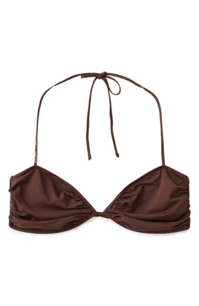 Mango Bandeau Bikini Top In Brown