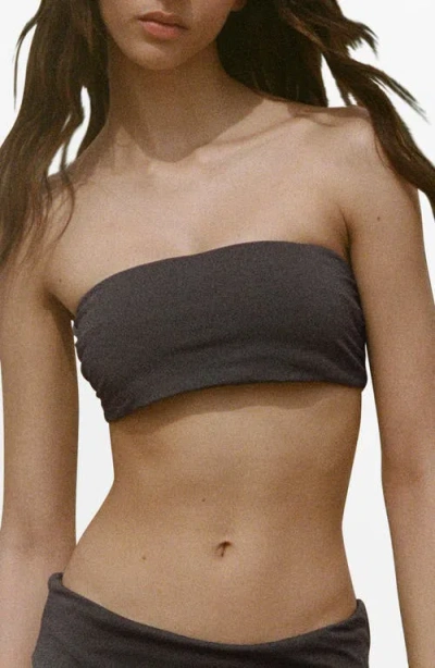 Mango Bandeau Bikini Top In Gray