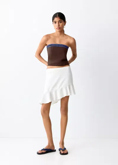 Mango Bandeau Top With Contrasting Details In Brown