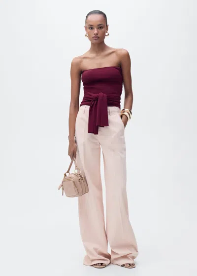 Mango Bandeau Top With Knot Detail Maroon