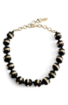Mango Banded Bead Necklace In Black