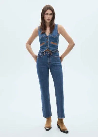 Mango Bannack Jeans Contrast Details Dark Blue