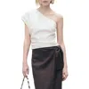 Mango Bari One-shoulder Linen Blend Top In White