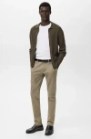 Mango Barna Slim Fit Stretch Twill Chino Pants In Green