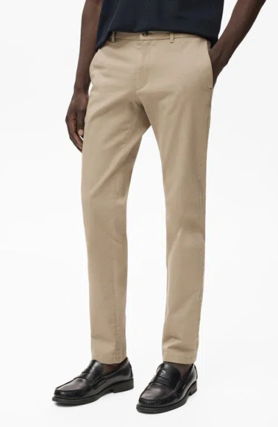 Mango Barna Slim Fit Stretch Twill Chino Pants In Neutral