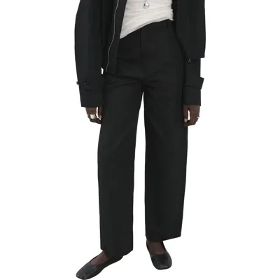 Mango Barrel Cotton & Linen Pants In Black