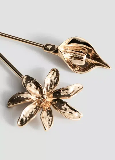 Mango Barrette Métallique À Fleurs In Gold