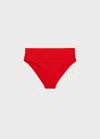 Mango Ribbed High-waisted Bikini Bottom Red In Red