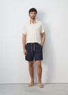 Mango Basic Drawstring Swimsuit In Navy