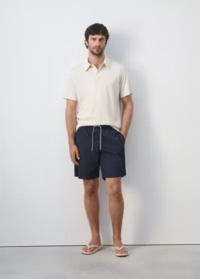 Mango Basic Drawstring Swimsuit In Navy