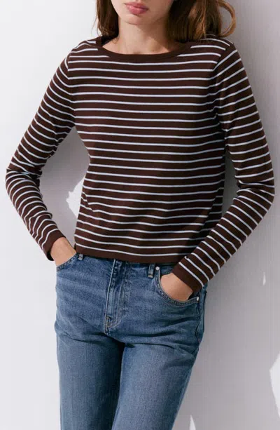 Mango Basikina Stripe Sweater In Brown
