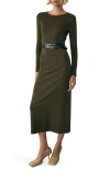 Mango Basila Long Sleeve Stretch Cotton Midi Dress