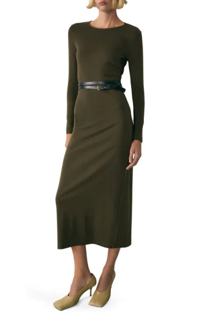 Mango Basila Long Sleeve Stretch Cotton Midi Dress