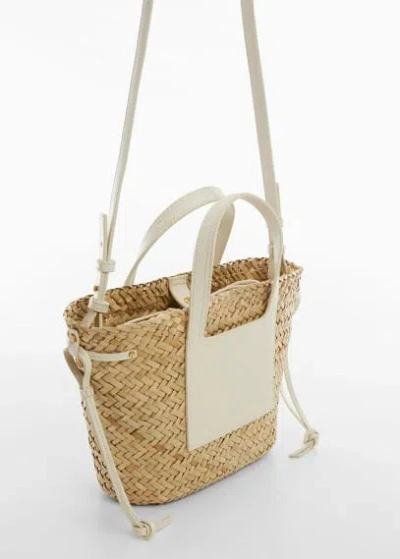 Mango Basket Bag With Studs Detail Ecru In Brown