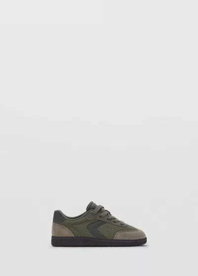 Mango Kids' Baskets Combinées Détail En Cuir In Kaki