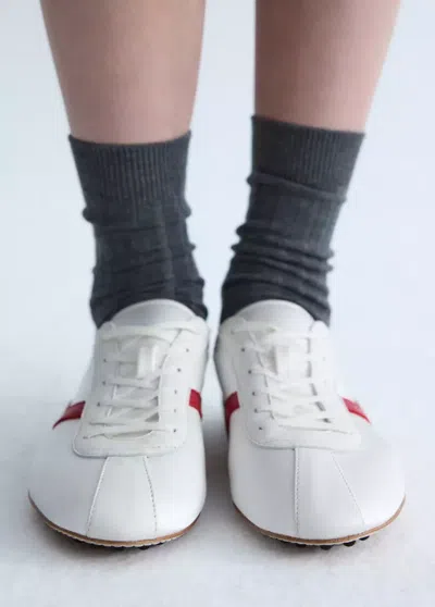Mango Baskets Cuir Semelle Contraste In Blanc