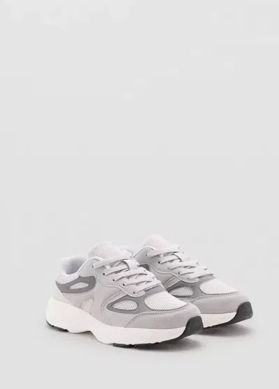 Mango Kids' Baskets Empiècements Cuir In Gris