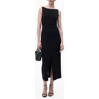 Mango Bateau Neck Sleeveless Maxi Dress In Black