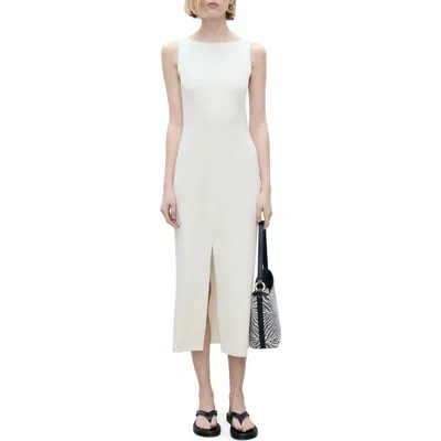 Mango Bateau Neck Sleeveless Maxi Dress In Ecru